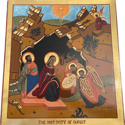 Lot 051-I: The Nativity of the Christ

Features: 
â€¢	Hand-painted/varnished religious icon on wood
â€¢	Created (â€œwrittenâ€) and...