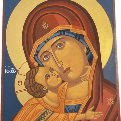 Lot 048-I: Mother of God

Features: 
â€¢	Hand-painted/varnished religious icon on wood
â€¢	Created (â€œwrittenâ€) and signed/dated by...