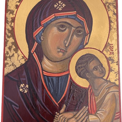 Lot 056-I: The Virgin of the Passion

Features: 
â€¢	Hand-painted/varnished religious icon on wood
â€¢	Created (â€œwrittenâ€) and...