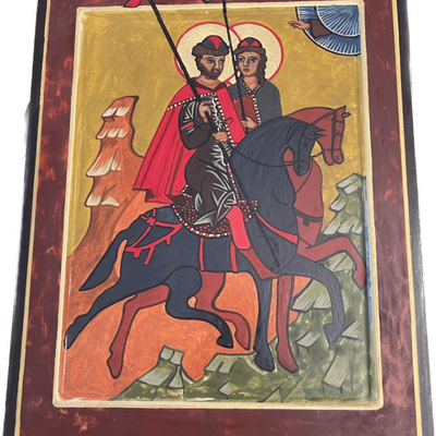 Lot 040-I: Saints Boris and Gleb

Features: 
â€¢	Hand-painted/varnished religious icon on wood
â€¢	Created (â€œwrittenâ€) and...
