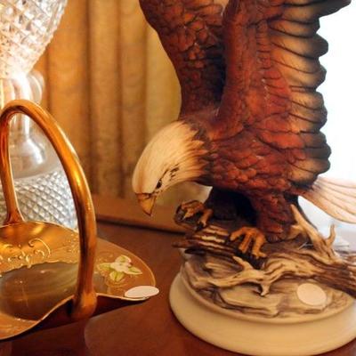 Eagle figurine, nice glass basket