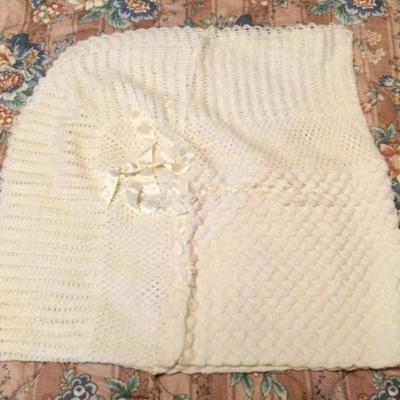 Custom hand crocheted baby receiving blanket