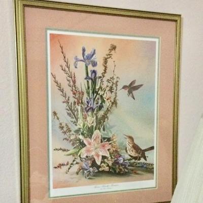 Signed numbered bird print