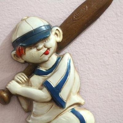 Vintage metal baseball wall art
