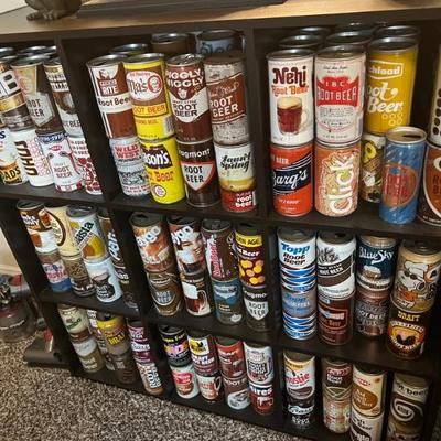 Collection of root beer cans from all of everywhere. Super Carly art piece