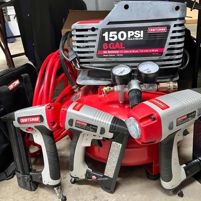 Craftsman 150 PSI air compressor, hose and tools