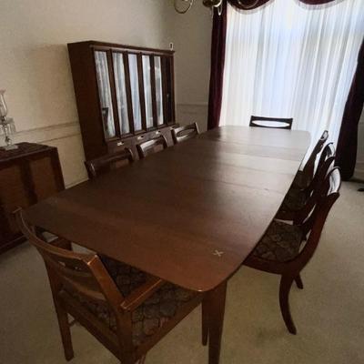 Mid Century Dining Room Table with Eight Chairs and Buffet