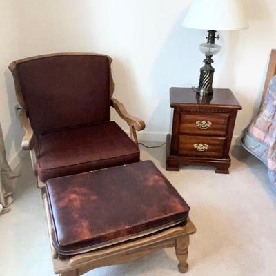 Vintage Lounge Chair with Leather Foot Rest