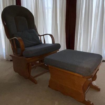 Vintage Gliding Rocking Chair With Matching Foot Stool