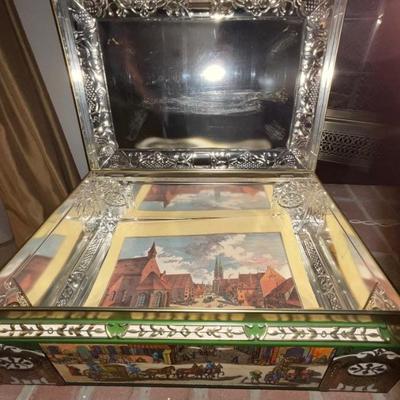 Vintage 1992 Large E Otto Schmidt Tin Biscuit Cookie Box Chest West Germany