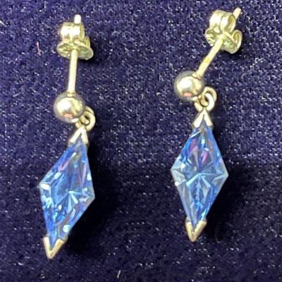 S/S Earrings w/blue stone