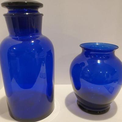 Cobalt Blue Blown Glass Apothecary Jar and Vase - Vintage 