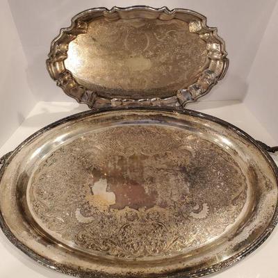 Serving Trays (24x16" and 14.5x11.5") - silverplated 