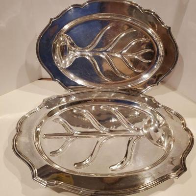 Meat Serving Plates (20x15", 19x13.5") - silverplated 