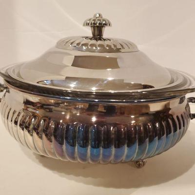 Medium Serving Bowl with Lid - silverplated 