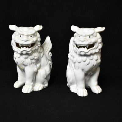 White Porcelain Lion Foo Dogs 