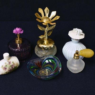 Vintage Perfume Bottles & Murano Votive Holder
