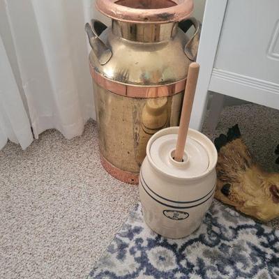 Replica milk can and butter churn