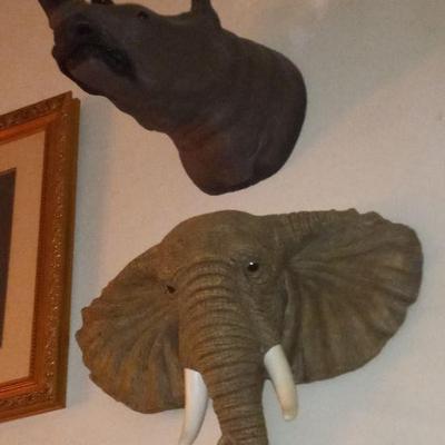 Fiberglass  Elephant and rhino
