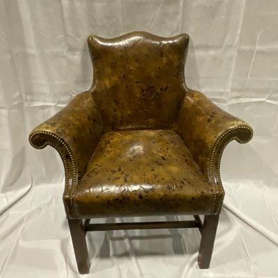 Chesterfield Style Ink Blot Leather Chair