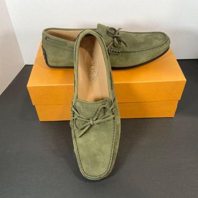 Tods Cammo Green Suede Driving Shoe 10 