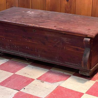 Antique Cedar Chest Filled With Linens
