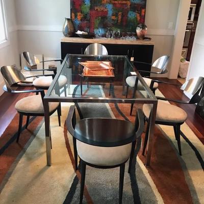 chrome and glass dining table $1,200
39 X 75 X 28