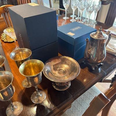 Silver plated goblets and dishes 