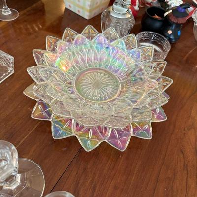 Iridescent glass platters plates 