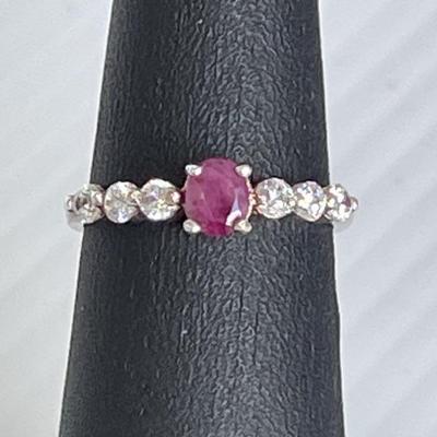 Sterling Silver Ring with Ruby (gem tested)