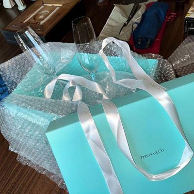 Pair of Tiffany & Co champagne glasses NIB never used.from Italy