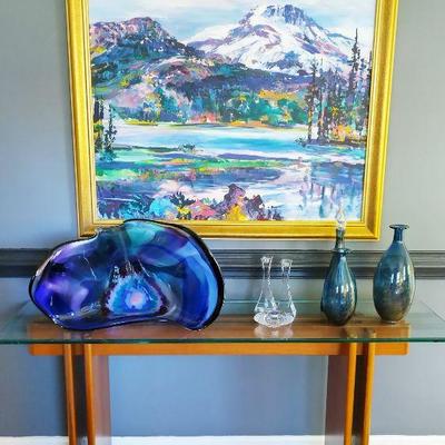 Gustave Gaarde console table with FABULOUS artglass 