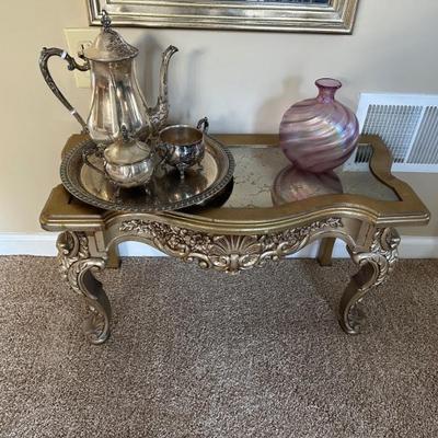 Small table, tea set