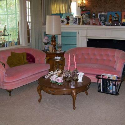 Pink Velvet Love Seats