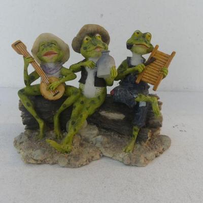 Vintage Bluegrass Frogs on a Log Figurine