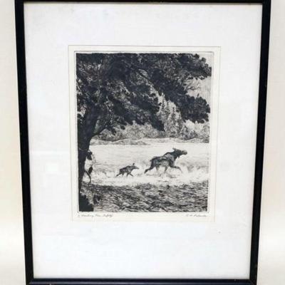 1241	ENGRAVING *HEADING FOR SAFETY*, R H PALENSKE, APPROXIMATELY 13 IN X 16 IN OVERALL
