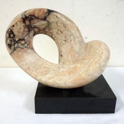 1235	MODERN MARBLE SCULPTURE ON WOOD BASE, SIGNED ON BACK OF MARBLE, APPROXIMATELY 12 IN H
