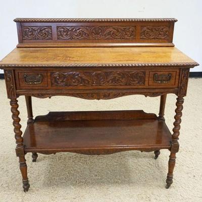 1110	CARVED OAK ONE DRAWER SERVER, APPROXIMATELY 48 IN X 19 IN X 48 IN HIGH
