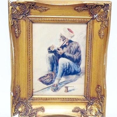 1240	WATERCOLOR OF ARAB MAN SMOKING, APPROXIMATELY 8 1/2 IN X 10 IN
