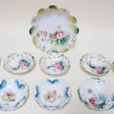 1167	NINE PIECE R.S PRUSSIA LOT, BOWLS LARGEST APP. 9 1/2 IN X 3 IN H 
