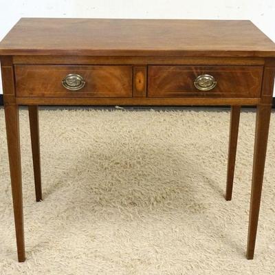 1085	ANTIQUE MAHOGANY 2 DRAWER SERVER W/MEDALION & PENCIL INLAY, APPROXIMATELY 40 IN X 20 IN X 36 IN HIGH
