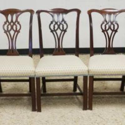 1081	7 MAHOGANY CHIPPENDALE STYLE CHAIRS, 6 SIDE, ONE ARM
