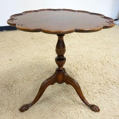 1116	MAHOGANY PIE CRUST TABLE W/BALL & CLAW FEET, APPROXIMATELY 28 IN X 27 IN HIGH
