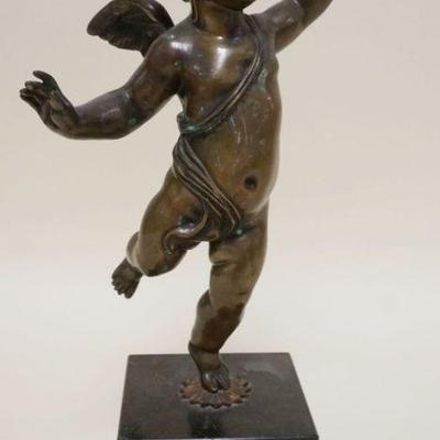 1201	BRONZE CHERUB ON MARBLE BASE, APPROXIMATELY 12 1/2 IN HIGH
