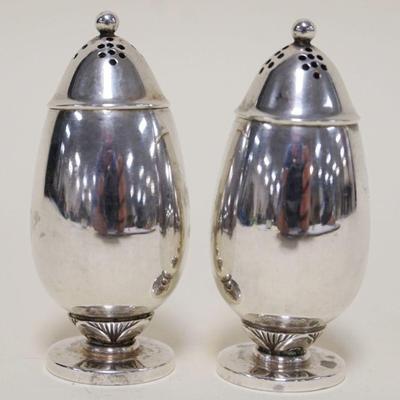 1057	GEORG JENSEN STERLING SALT & PEPPER SHAKERS, CACTUS PATTERN, 1.39 OZT, APPROXIMATELY 2 IN HIGH
