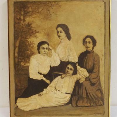 1302	OIL ON CANVAS PAINTING OF 4 WOMEN SIGNED LOWER RIGHT, APPROXIMATELY 31 IN X 25 IN OVERALL
