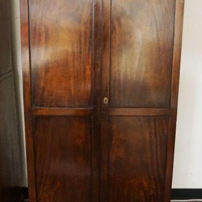 1078	MAHOGANY DOUBLE DOOR CUPBOARD W/ADJUSTABLE SHELVES, APPROXIMATELY 39 IN X 23 IN X 72 IN HIGH
