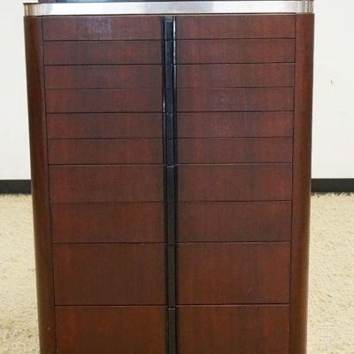 1098	ART DECO STYLE DENTAL CABINET HAVING 10 GRADUATED DRAWERS & CANTILEVER TOP, APPROXIMATELY 30 IN X 15 IN X 51 IN HIGH, SOME VENEER LOSS
