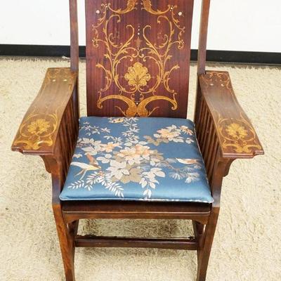 1104	VICTORIAN MAHOGANY ARMCHAIR W/INLAY & MOTHER OF PEARL ACCENTS
