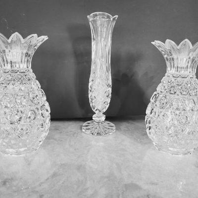 Pineapple Candlesticks (6.75") and Bud Vase (8.5")